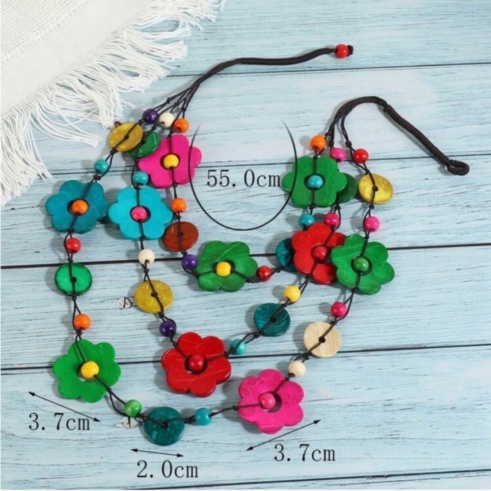 NEW Colorful Floral Necklace - Picture 2 of 3